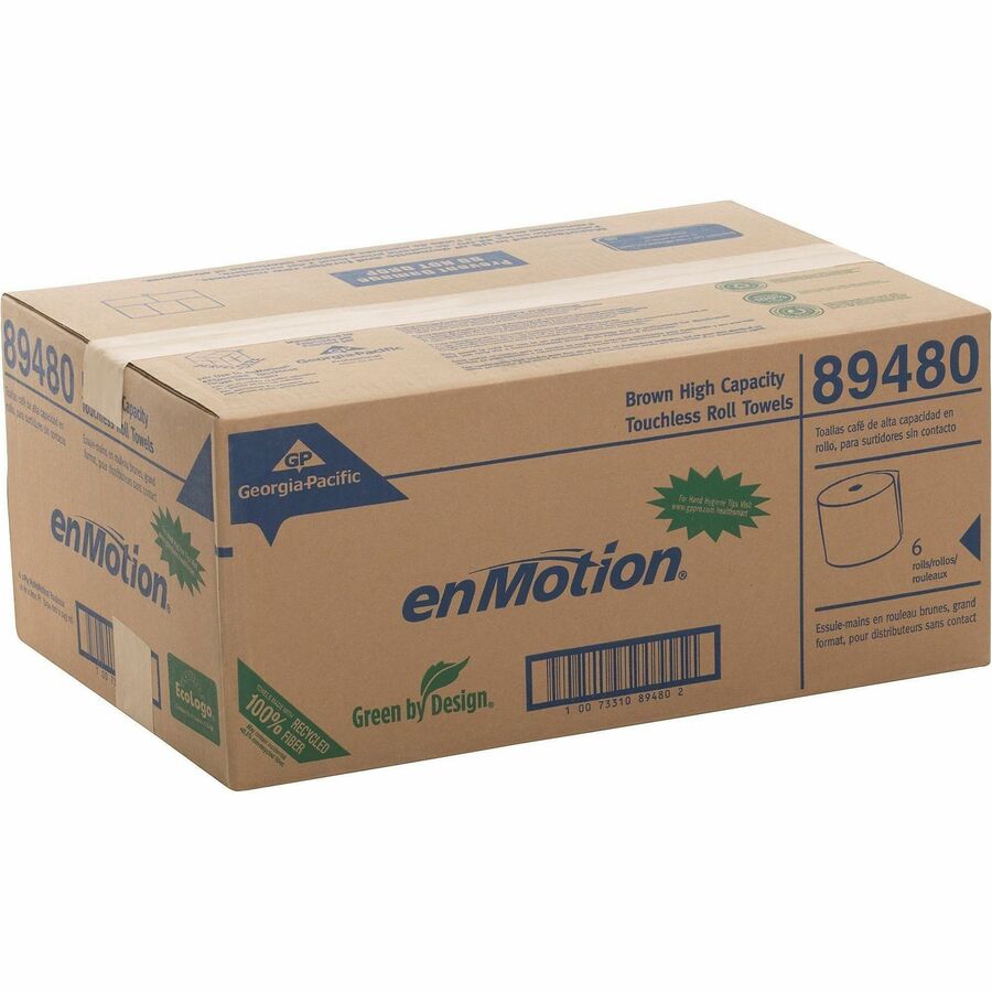 Image of enMotion 89480 Touchless Roll Kraft Paper Towels, 10" W x 800 ft Length, Brown, Paper, 6 / Carton