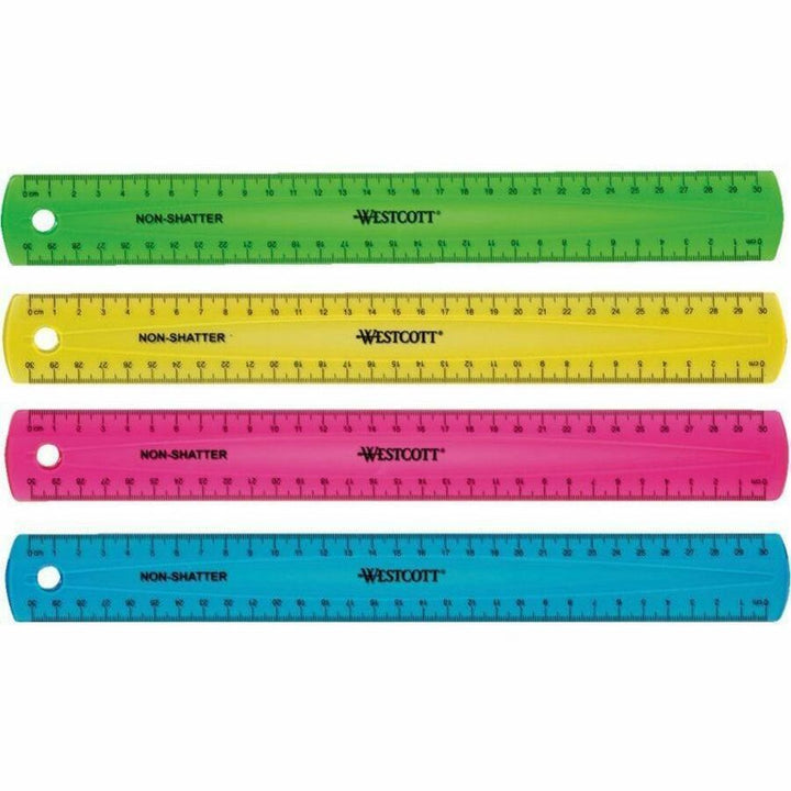 Image of Acme United Corporation Ruler, Non-Shatter, Antimicrobial, Transparent, 12"L, AST