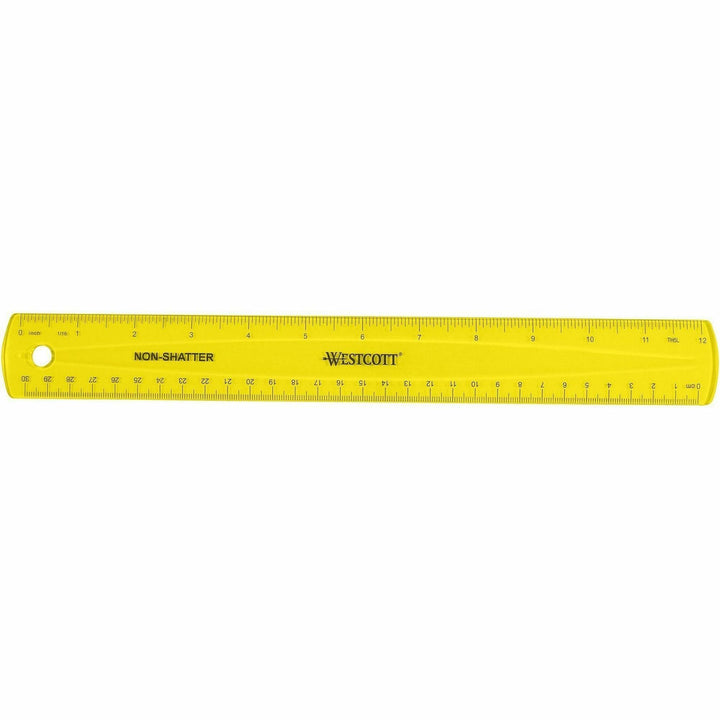 Image of Acme United Corporation Ruler, Non-Shatter, Antimicrobial, Transparent, 12"L, AST