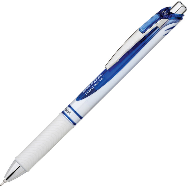 Image of Pentel® EnerGel RTX Gel Pen, Retractable, Fine 0.5 mm, Blue Ink, White/Translucent Blue Barrel