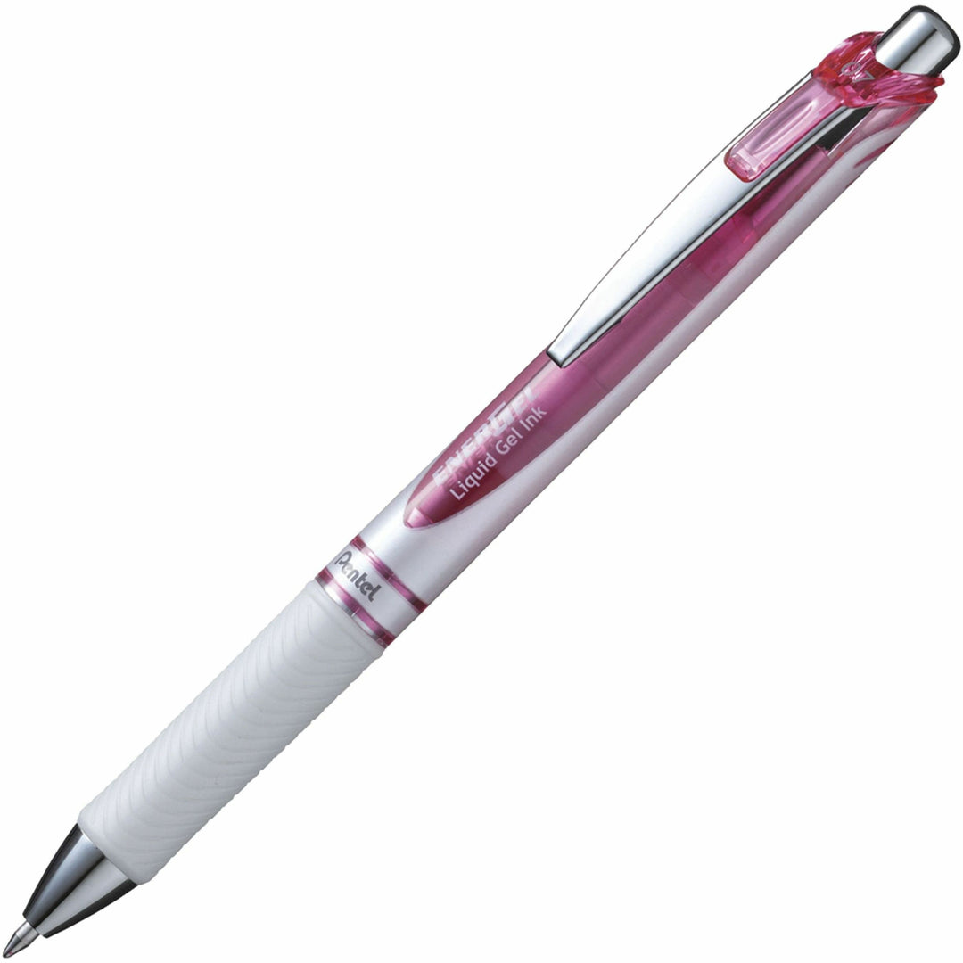 Image of Pentel® EnerGel RTX Gel Pen, Retractable, Medium 0.7 mm, Pink Ink, White/Translucent Pink Barrel