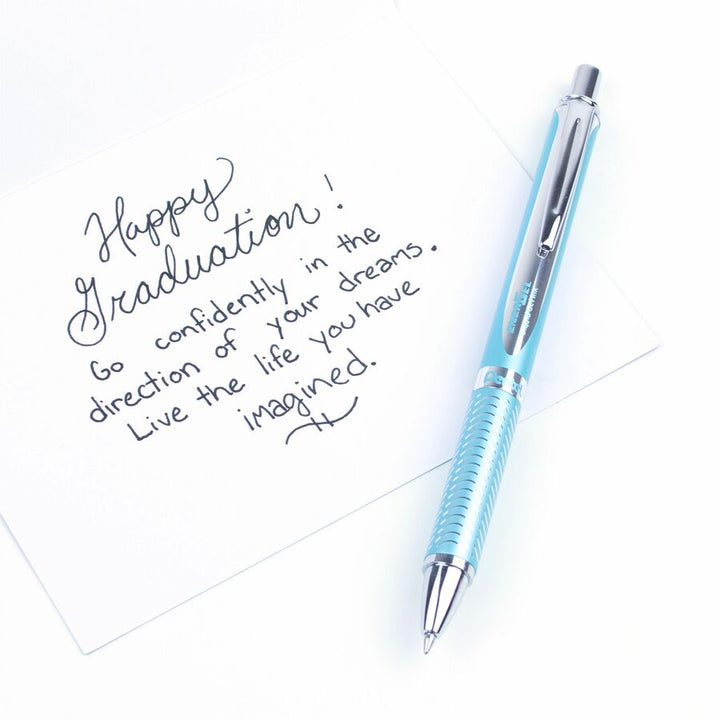 Image of Pentel® Energel Alloy Rt Gel Pen, Retractable, Medium 0.7 Mm, Black Ink, Aquamarine Barrel