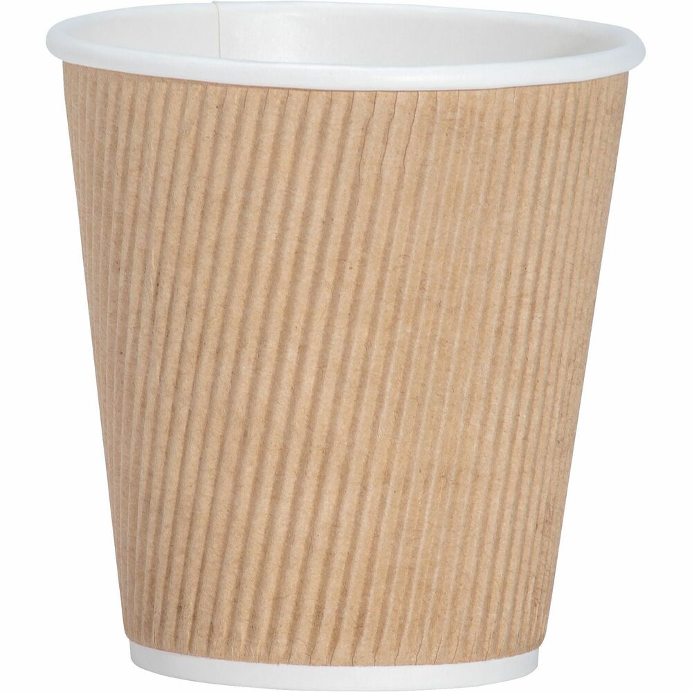 Image of Genuine Joe Hot Cups, Rippled, 10oz, 25/PK, Brown