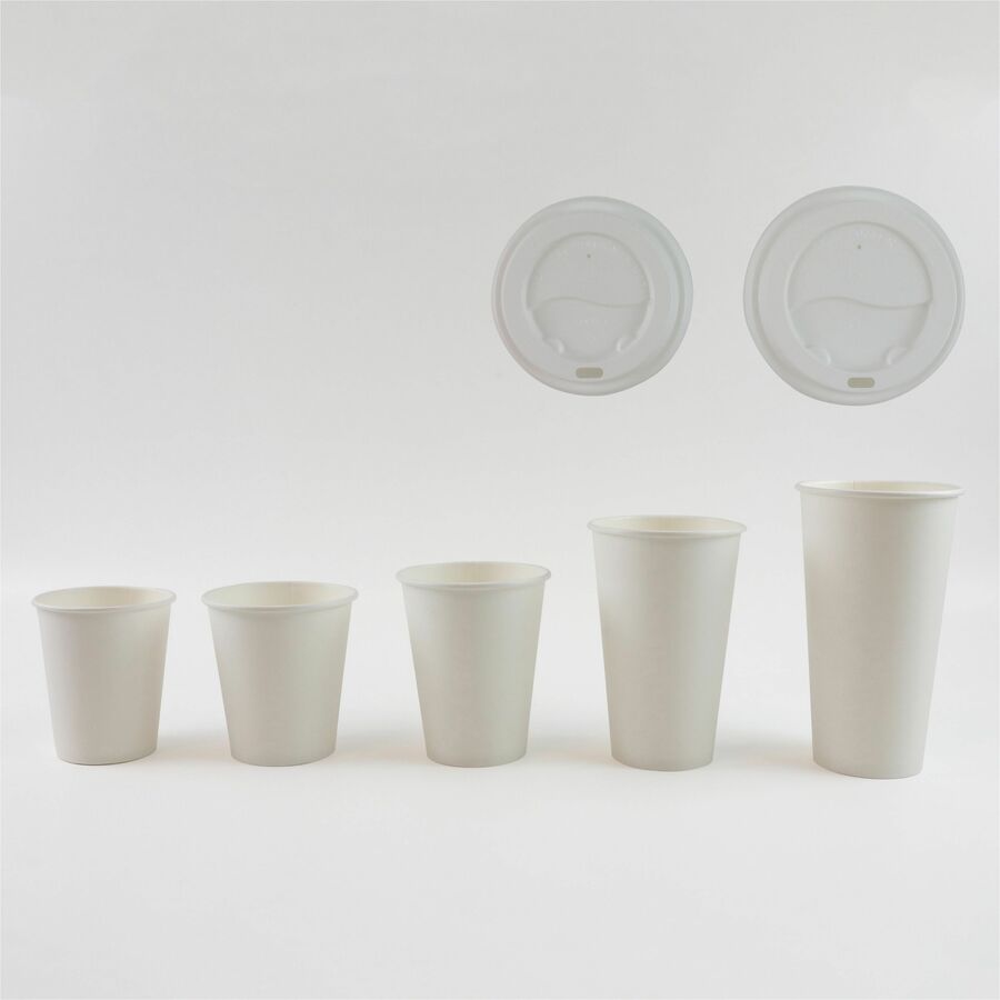 Image of Genuine Joe 19046 10 oz Disposable Hot Cups, 10 fl oz, White, Polyurethane, Beverage, Hot Drink, 50 / Pack