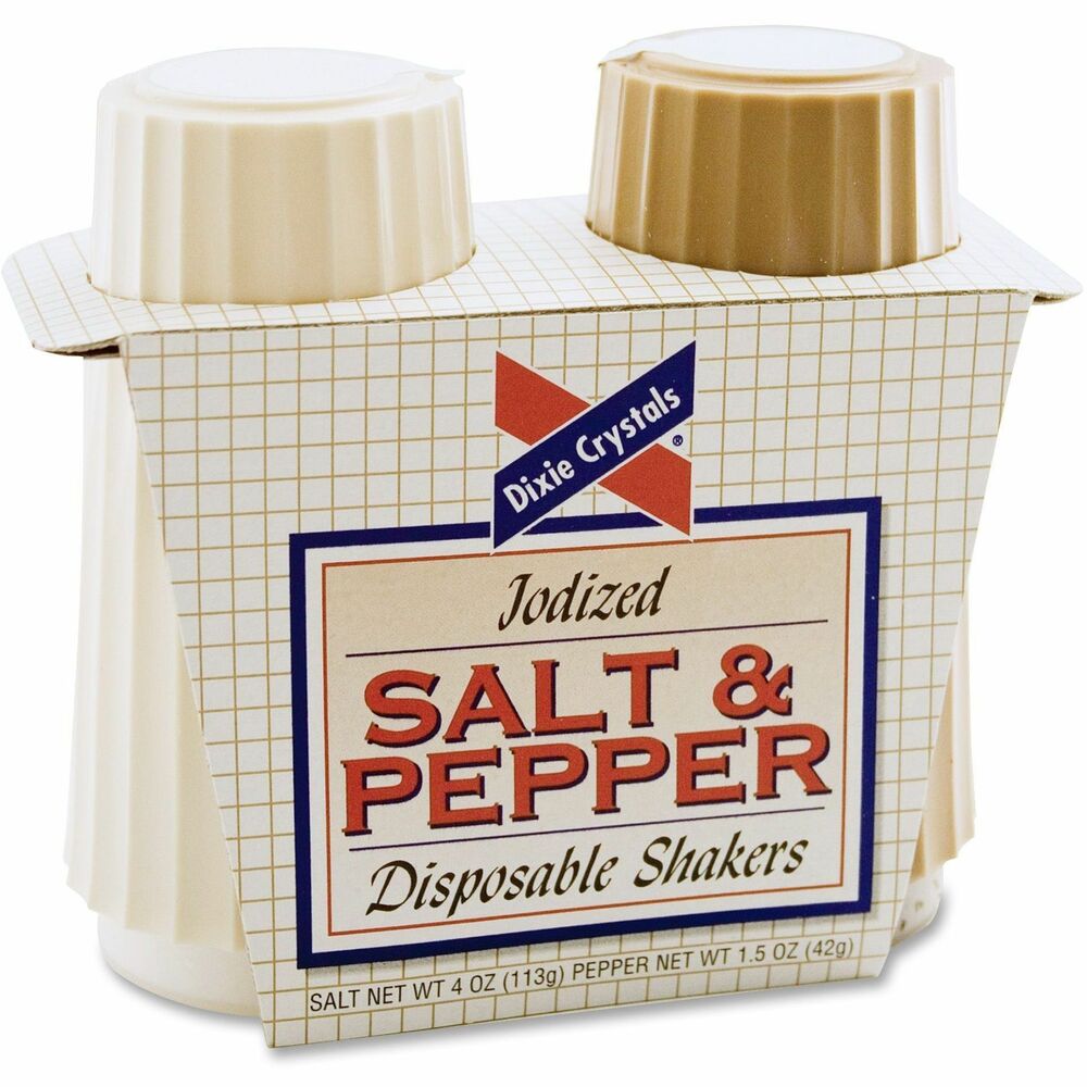 Image of Diamond Crystal Salt/Pepper Shakers, 4 oz Salt, 1.5 oz Pepper, 2/PK