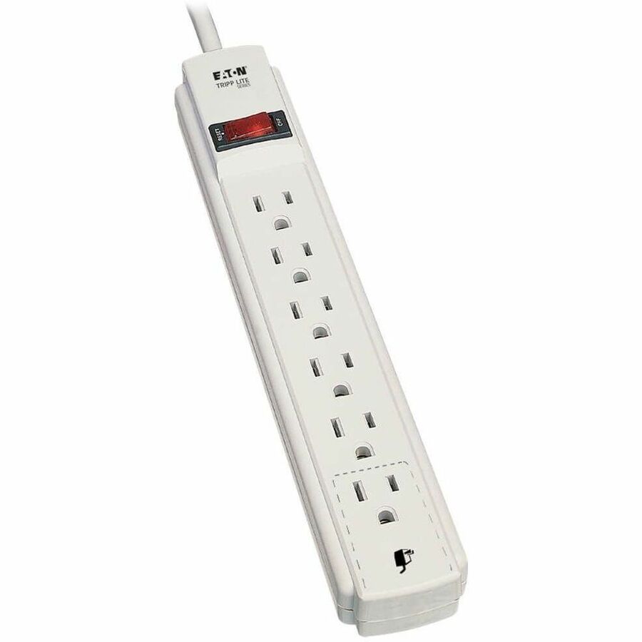 Image of Tripp Lite by Eaton Power Strip, 6-Outlet, 15' Cord,1-9/10"Wx1-1/5"Dx10-4/5"H,GY
