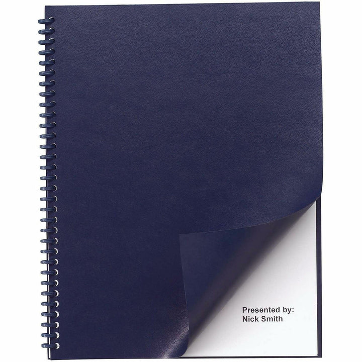 Image of GBC® Leather-Look Presentation Covers for Binding Systems, Navy, 11.25 x 8.75, Unpunched, 100 Sets/Box