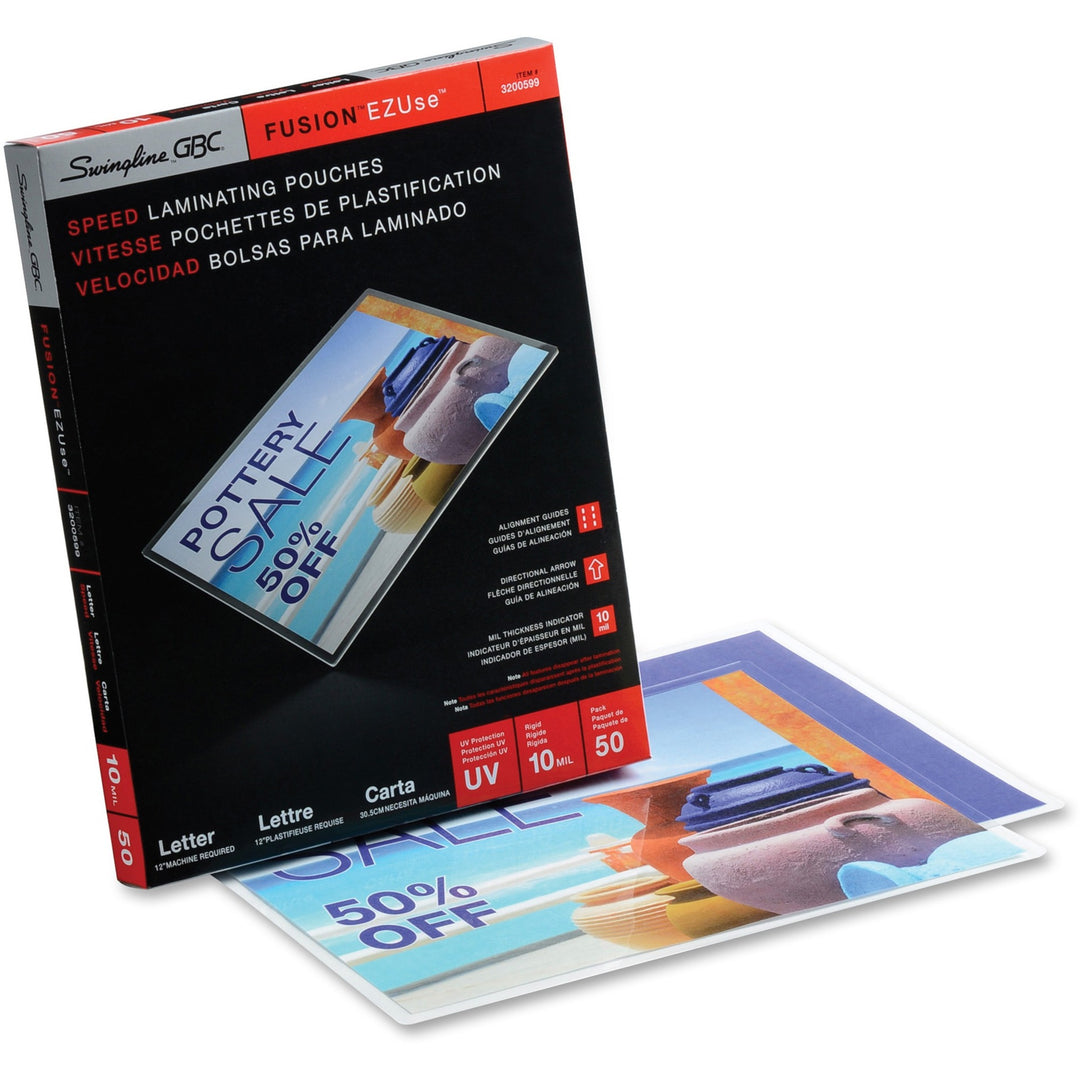 Image of GBC® Ezuse Thermal Laminating Pouches, 10 Mil, 9" X 11.5", Gloss Clear, 50/box