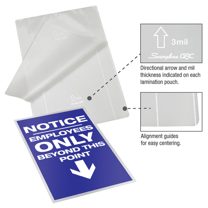 Image of GBC® Ezuse Thermal Laminating Pouches, 10 Mil, 9" X 11.5", Gloss Clear, 50/box