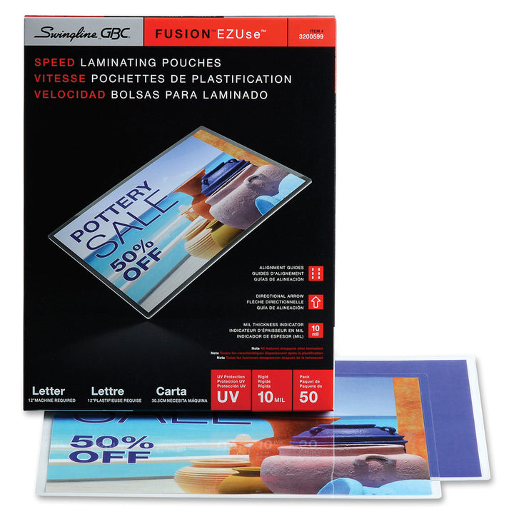 Image of GBC® Ezuse Thermal Laminating Pouches, 10 Mil, 9" X 11.5", Gloss Clear, 50/box