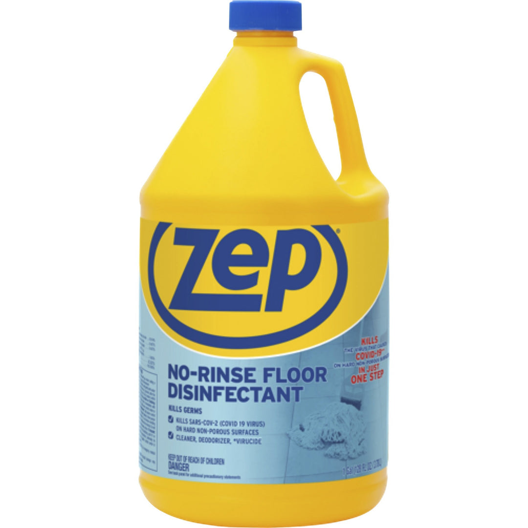 Image of Zep ZUNRS128 No Rinse Floor Disinfectant, For Floor, 128 fl oz (4 quart), Deodorize, Disinfectant, Rinse-free, Blue, 1 Each