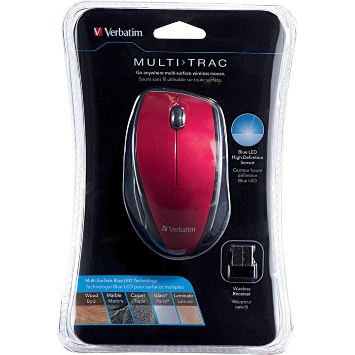 Image of Verbatim® Wireless Mouse, Blue LED, Easy Grip, 3-7/8"x2-1/2"x1-1/2",RD