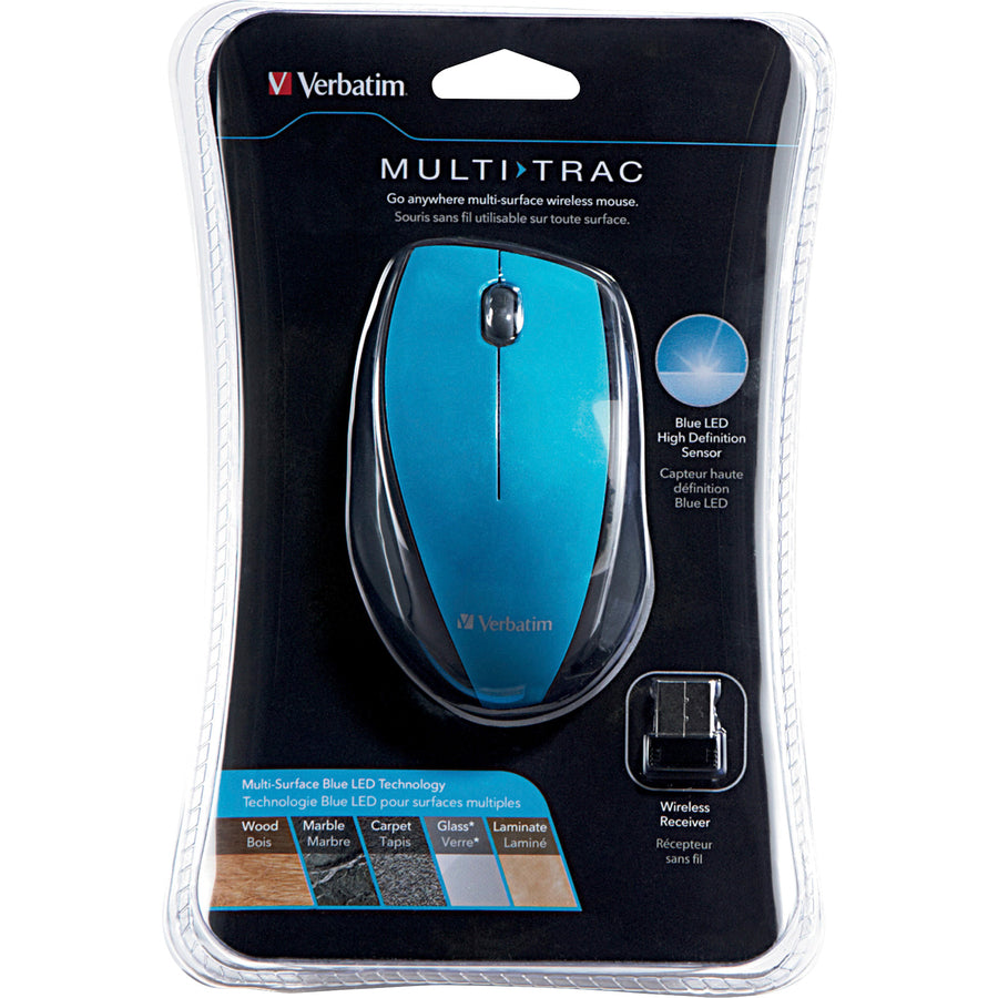 Image of Verbatim® Wireless Mouse, Blue LED, Easy Grip, 3-7/8"x2-1/2"x1-1/2",BE