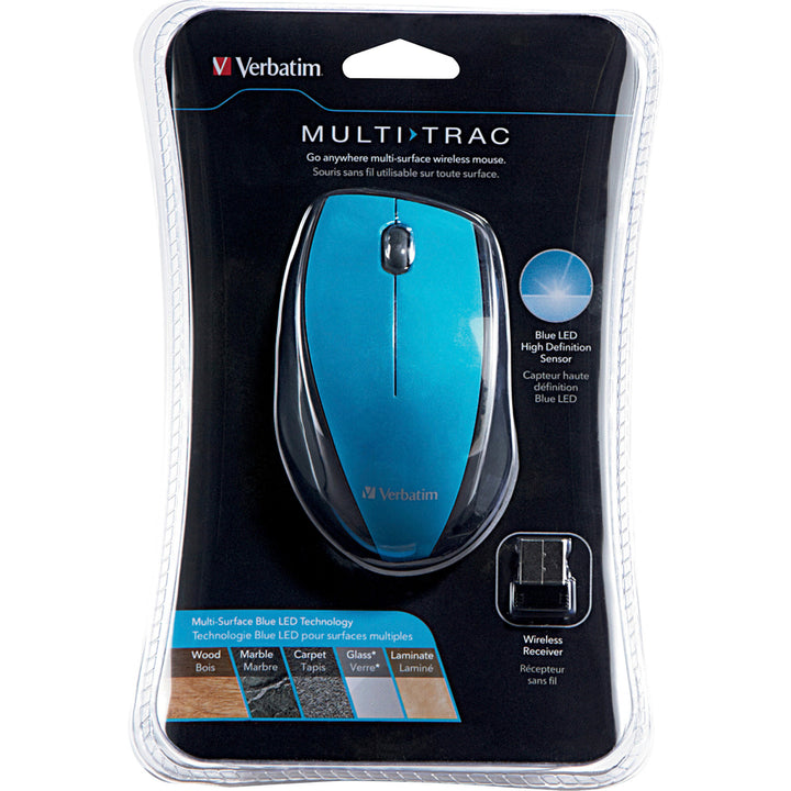 Image of Verbatim® Wireless Mouse, Blue LED, Easy Grip, 3-7/8"x2-1/2"x1-1/2",BE