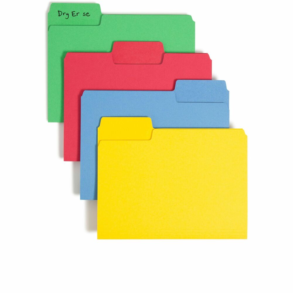 Image of Smead Erasable SuperTab File Folder, 1/3 cut, 24/PK, Ltr, Assorted