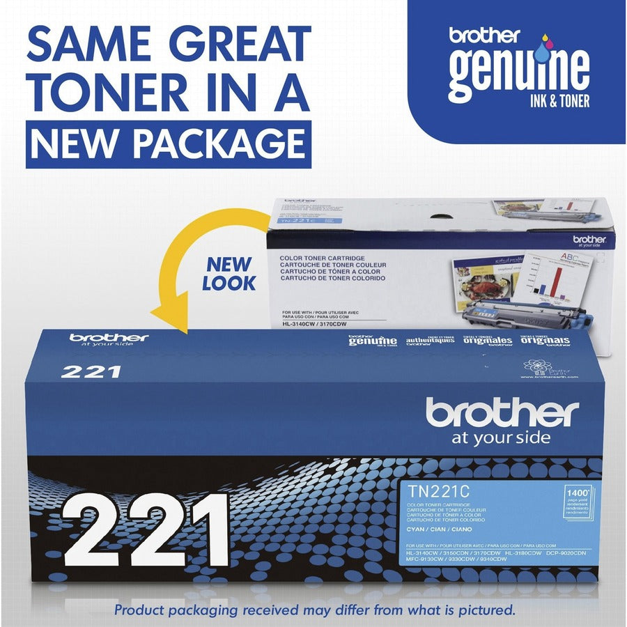 Image of Brother TN221C TN221/225 Toner Cartridges, 1400 Pages, 1 Each