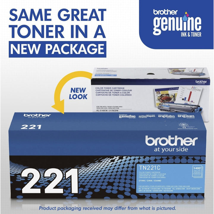 Image of Brother TN221C TN221/225 Toner Cartridges, 1400 Pages, 1 Each