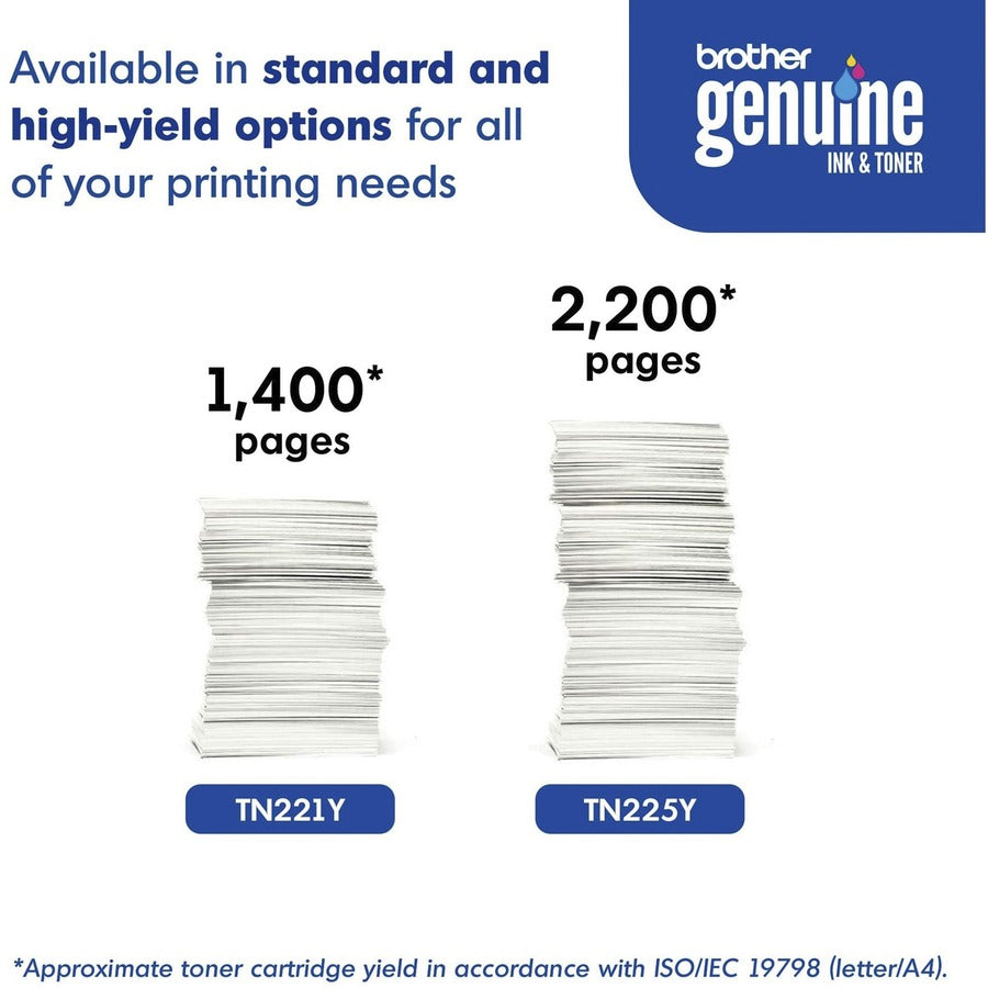 Image of Brother TN221Y TN221/225 Toner Cartridges, 1400 Pages, 1 Each