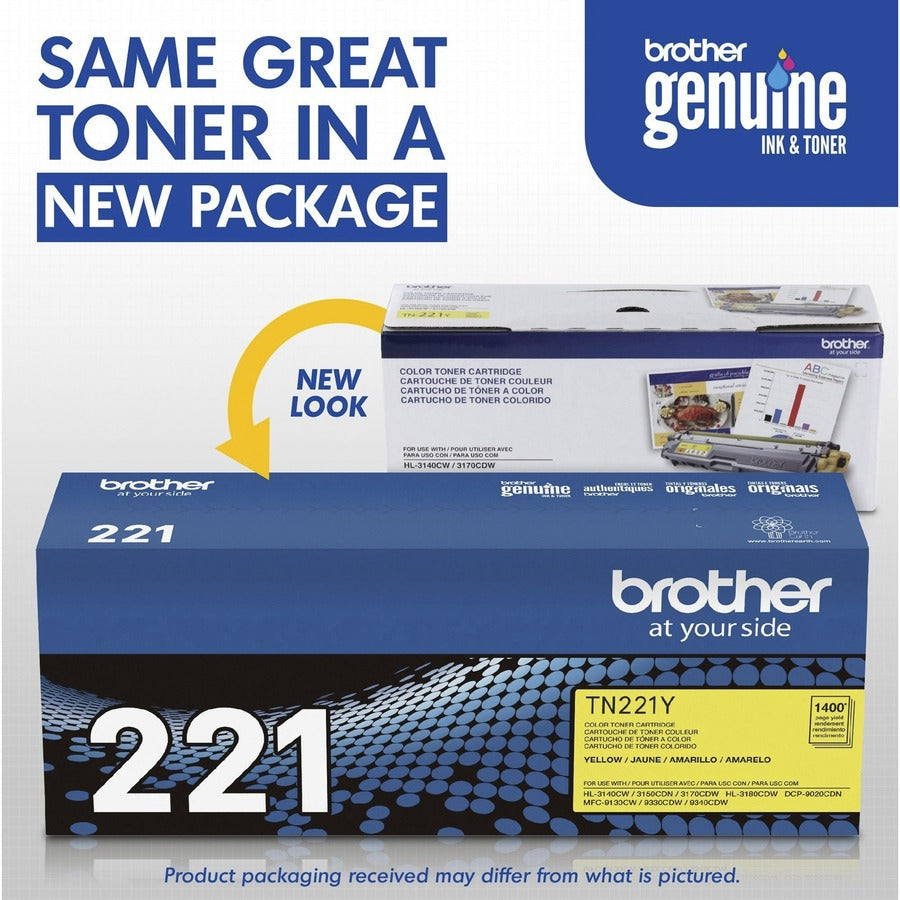 Image of Brother TN221Y TN221/225 Toner Cartridges, 1400 Pages, 1 Each