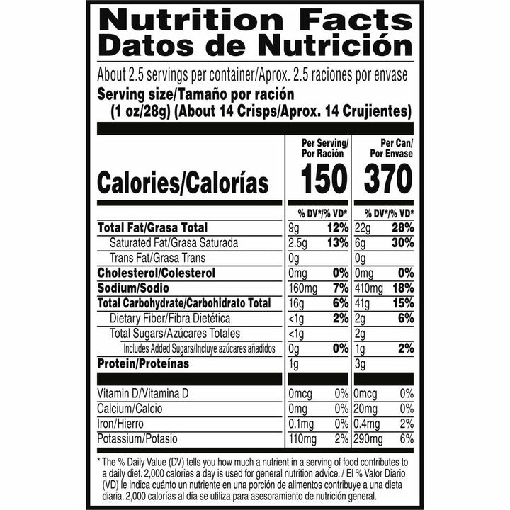 Image of Keebler® Pringles Potato Crisps, 2.5oz., 12/CT, Sour Cream/Onion