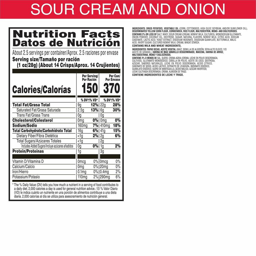 Image of Keebler® Pringles Potato Crisps, 2.5oz., 12/CT, Sour Cream/Onion