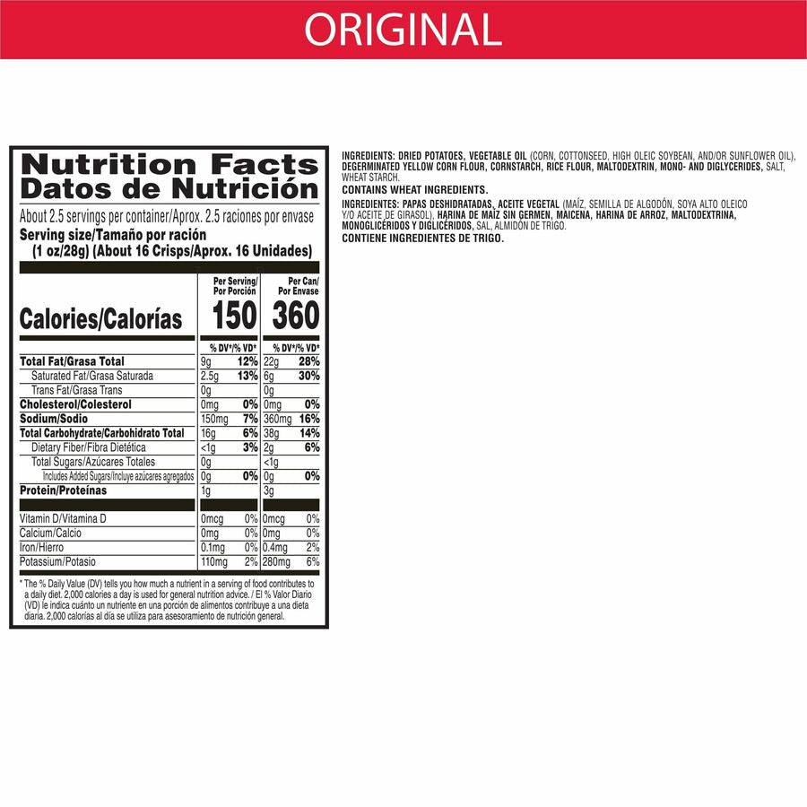 Image of Keebler® Pringles, Cheddar cheese, Grab/Go Can, 2.36oz, 12/CT