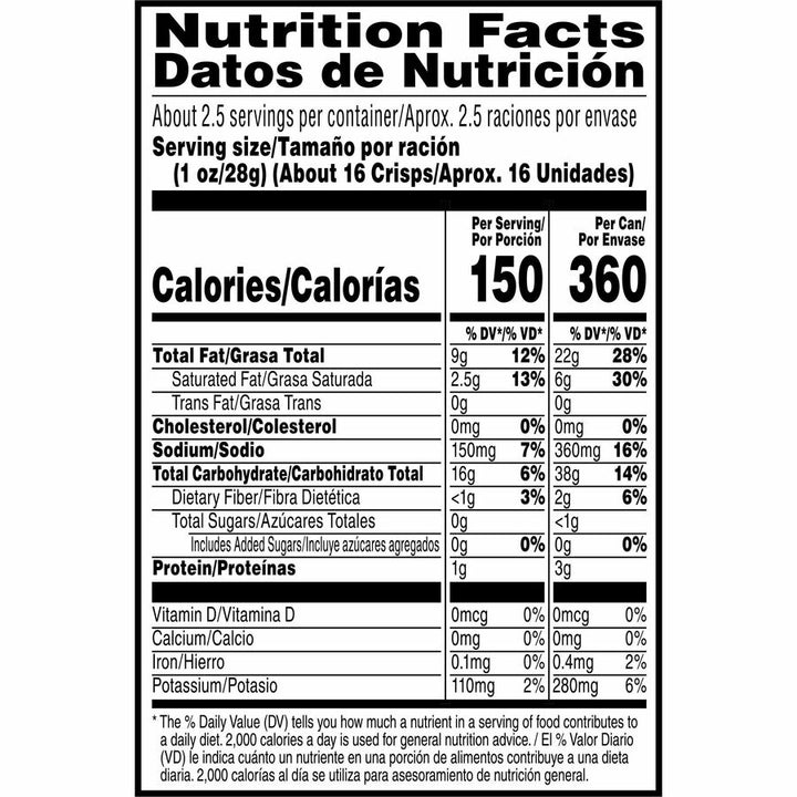 Image of Keebler® Pringles, Cheddar cheese, Grab/Go Can, 2.36oz, 12/CT