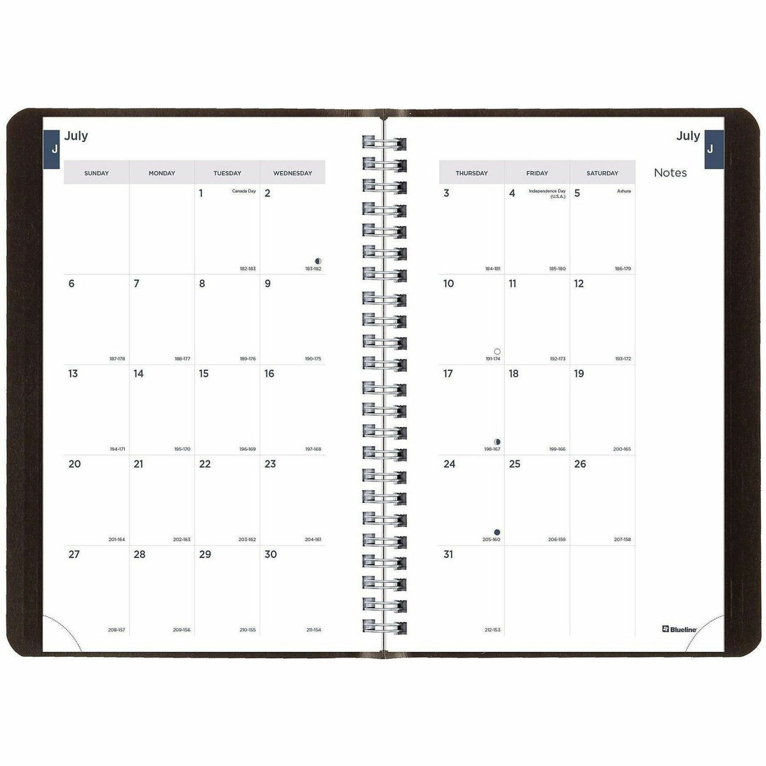 Image of Blueline® Academic Weekly/Monthly Planner, 8 x 5, Black Cover, 13-Month (Jul to Aug): 2024 to 2025