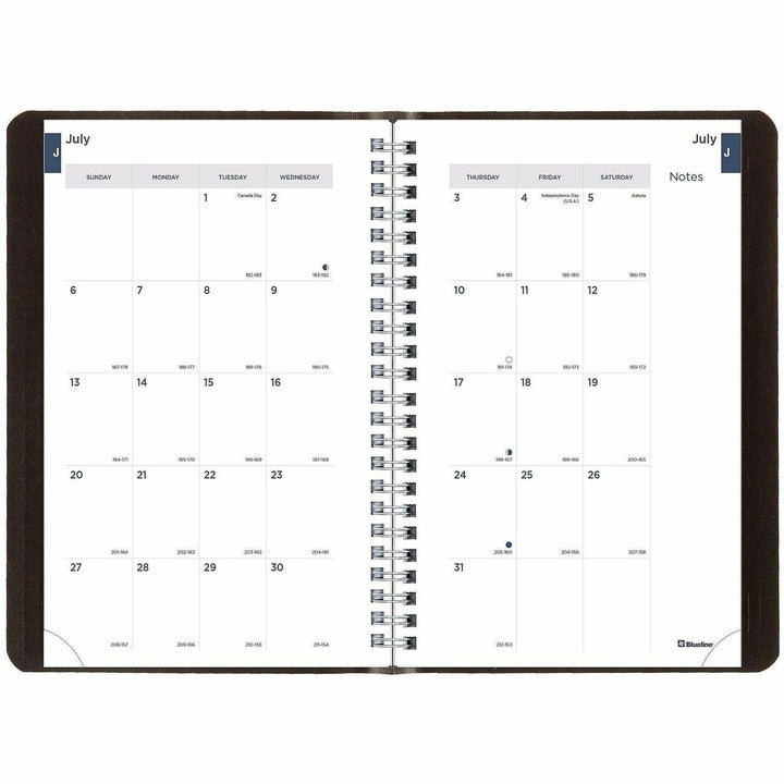 Image of Blueline® Academic Weekly/Monthly Planner, 8 x 5, Black Cover, 13-Month (Jul to Aug): 2024 to 2025