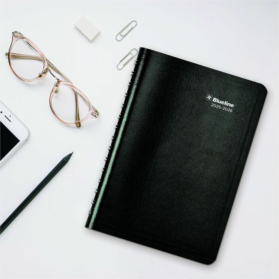 Image of Blueline® Academic Weekly/Monthly Planner, 8 x 5, Black Cover, 13-Month (Jul to Aug): 2024 to 2025