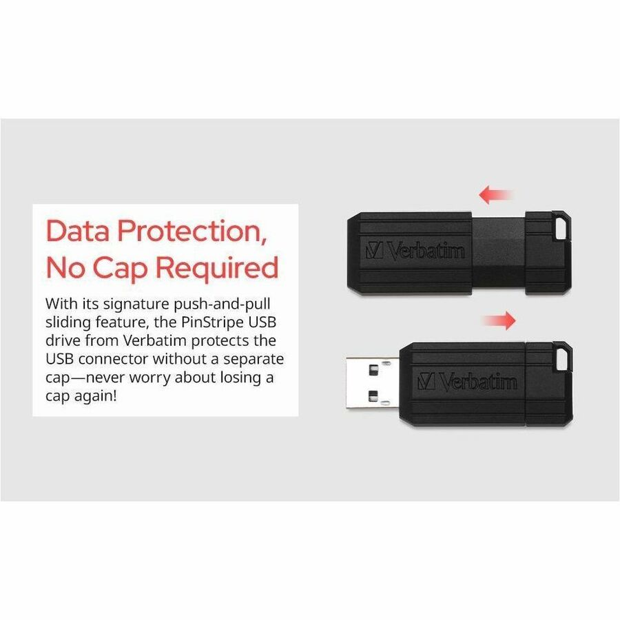 Image of Verbatim® Pinstripe USB Drive, 128GB, Black