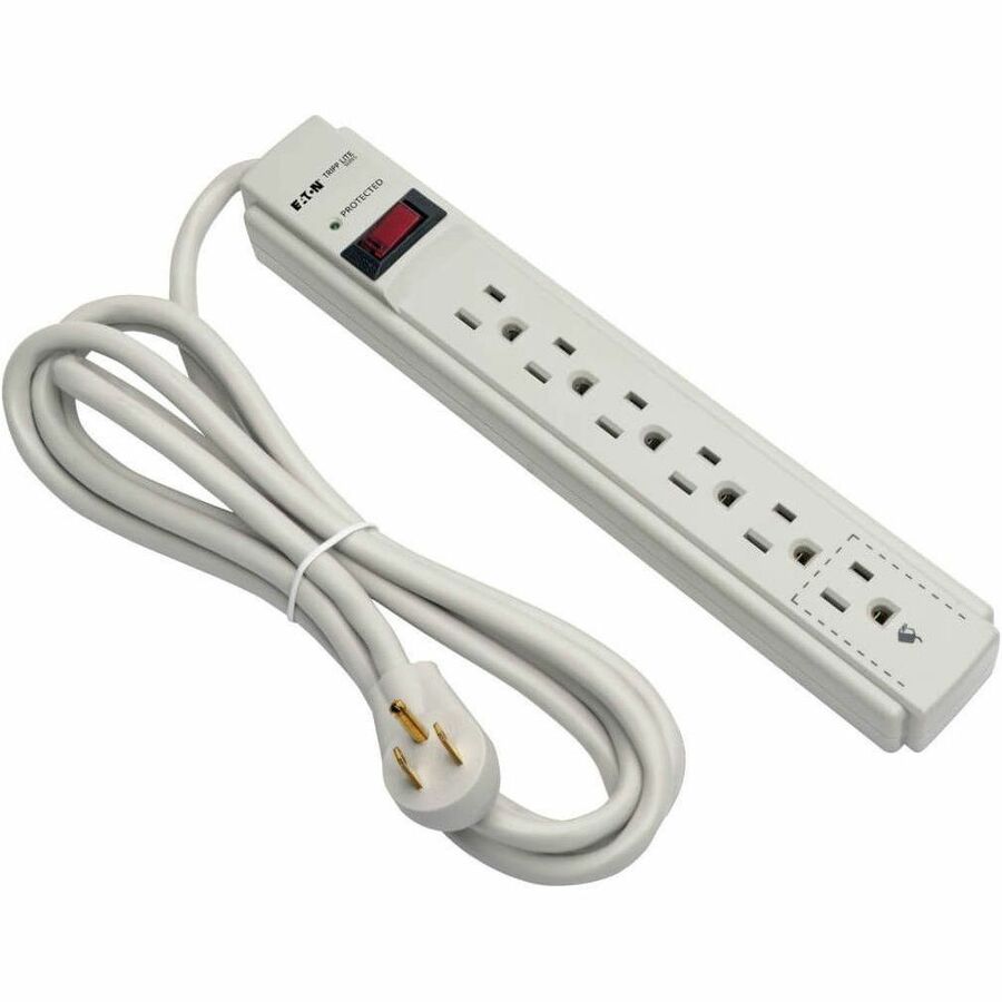 Image of Tripp Lite by Eaton Surge Protector,6-Outlet,8'Cord,1-9/10"Wx1-1/5"Dx10-4/5"H,GY