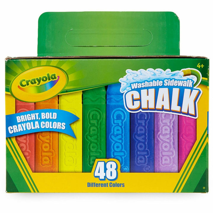 Image of Crayola 512048 Washable Sidewalk Chalk, 4" L x 0.9" Diameter, Assorted, Roll Stop, Washable, 1 Box
