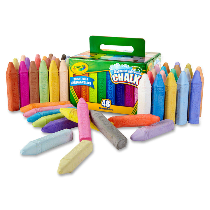 Image of Crayola 512048 Washable Sidewalk Chalk, 4" L x 0.9" Diameter, Assorted, Roll Stop, Washable, 1 Box