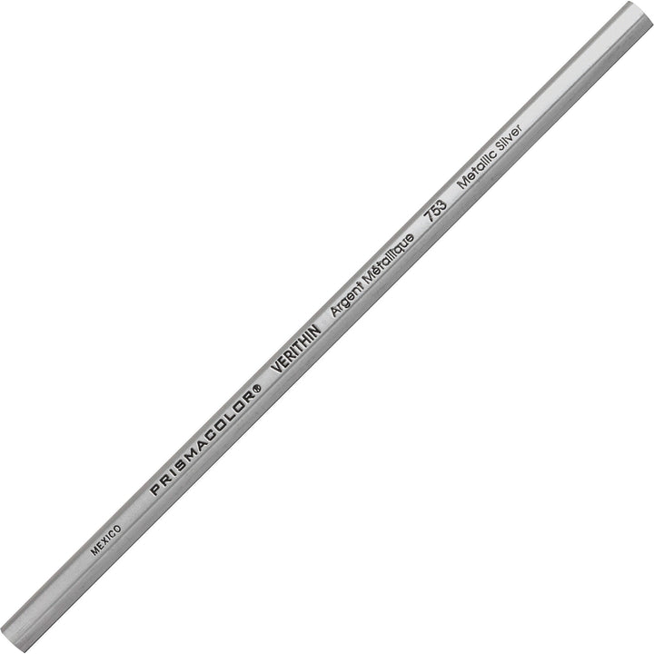Image of Prismacolor® Verithin Smear-Proof Colored Pencils, 2 Mm, Metallic Silver Lead, Metallic Silver Barrel, Dozen