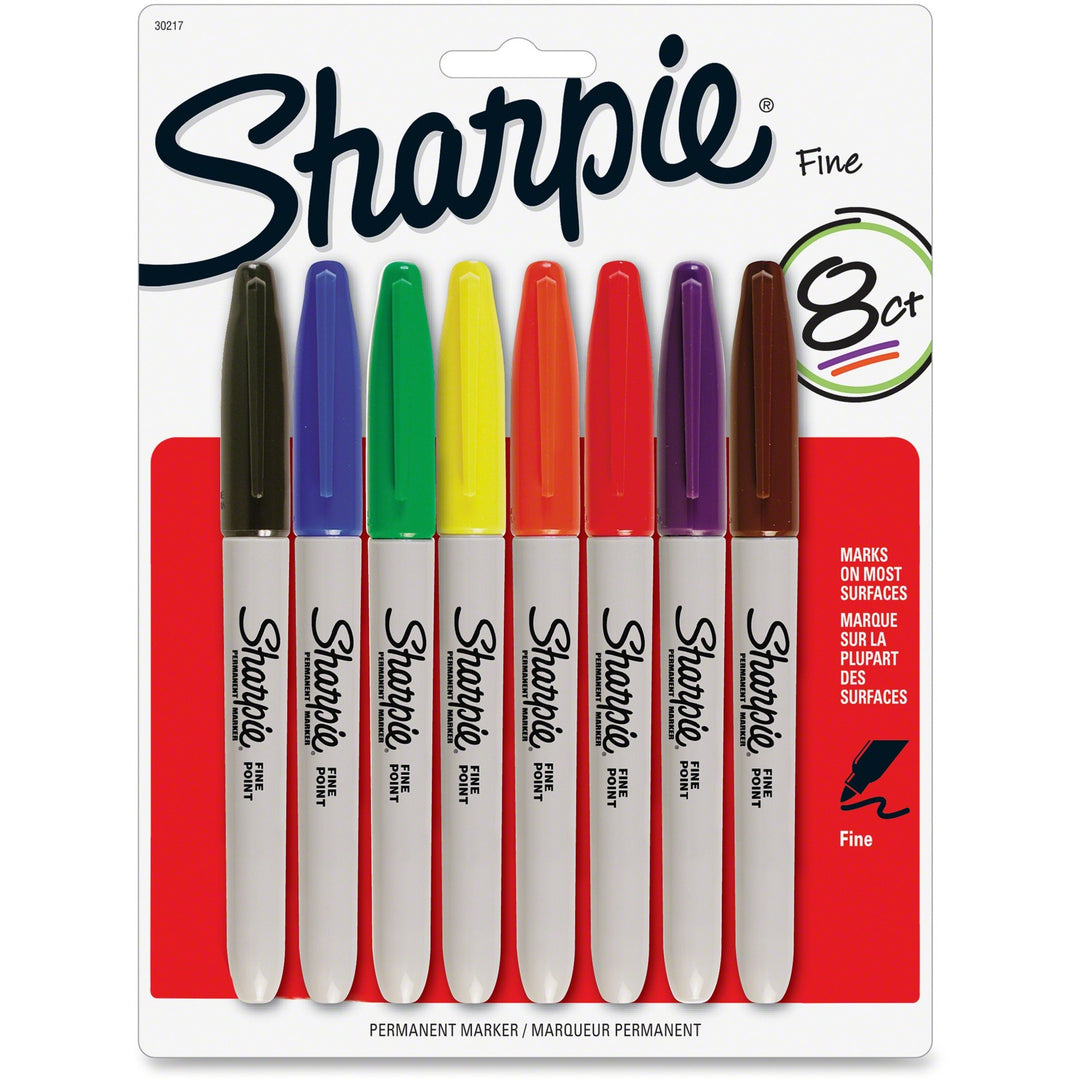 Image of Sharpie 30217PP Fine Point Permanent Marker, Assorted Ink, Alcohol Based, 8 / Pack