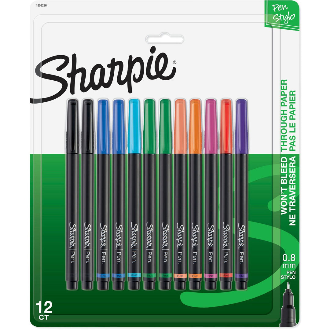 Image of Sharpie® Water-Resistant Ink Porous Point Pen, Stick, Fine 0.4 Mm, Assorted Ink And Barrel Colors, Dozen