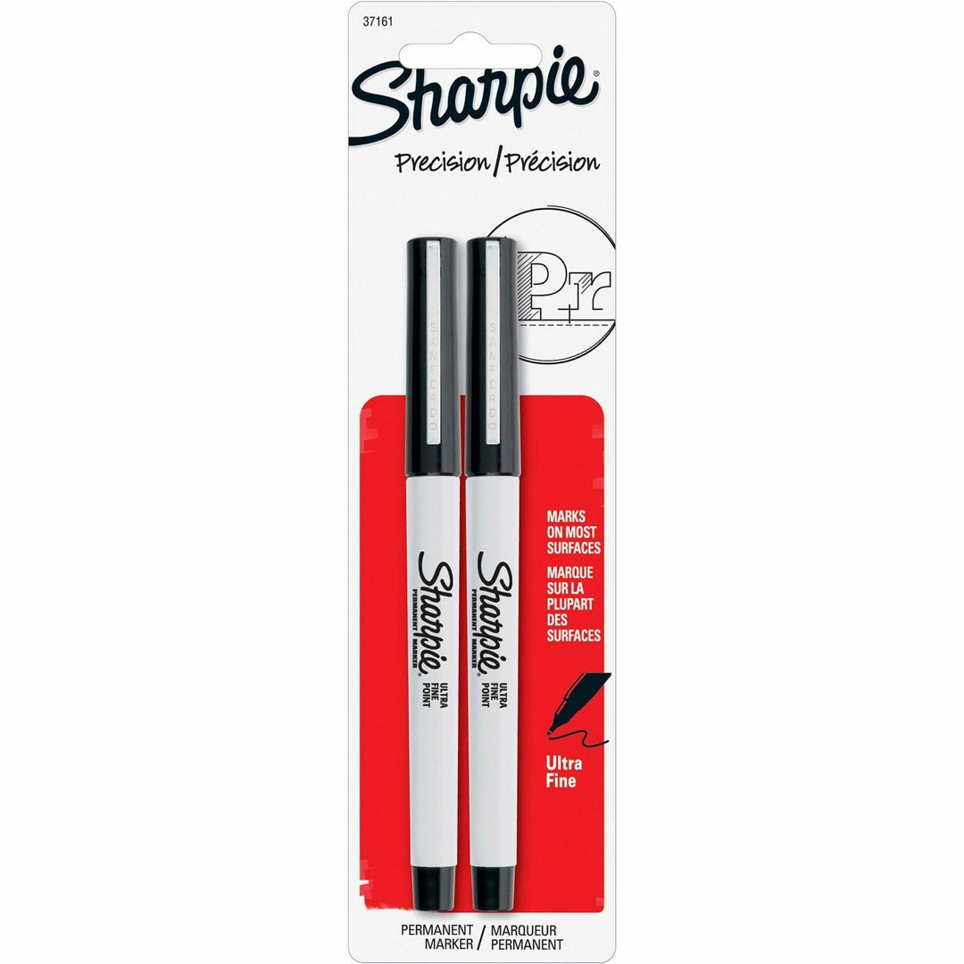 Image of Newell Brands Permanent Marker, Ultra Fine Point, 2/PK, Black