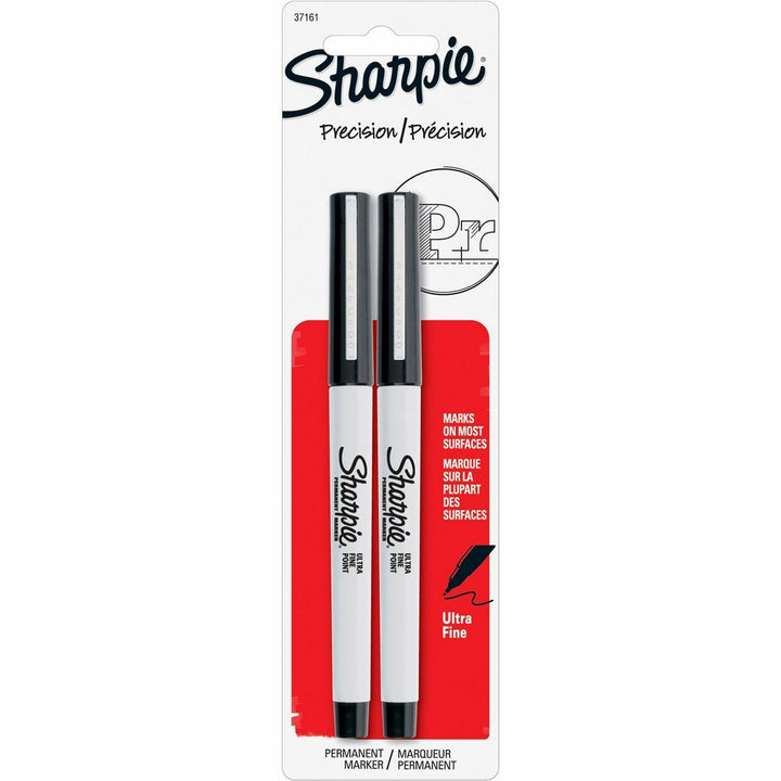 Image of Newell Brands Permanent Marker, Ultra Fine Point, 2/PK, Black