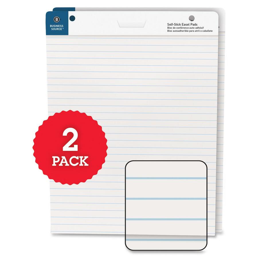 Image of Business Source Self-Stick Easel Pads, Ruled, 30 Shts, 25"x30", 2/CT, WE