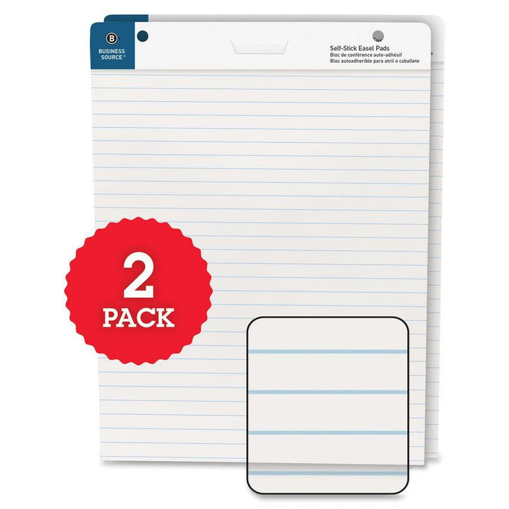 Image of Business Source Self-Stick Easel Pads, Ruled, 30 Shts, 25"x30", 2/CT, WE