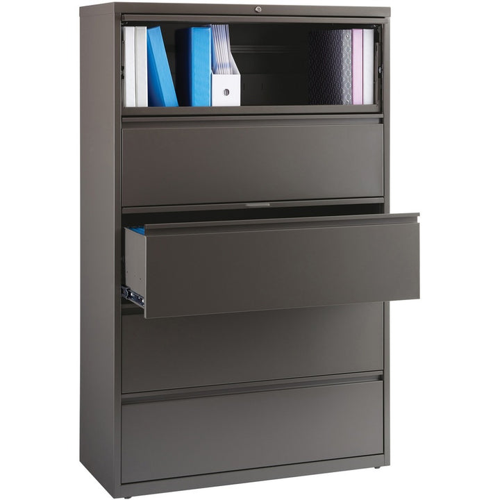 Image of Lorell Lateral File, 5-Drawer, 42"x18-5/8"x67-5/8", Medium Tone