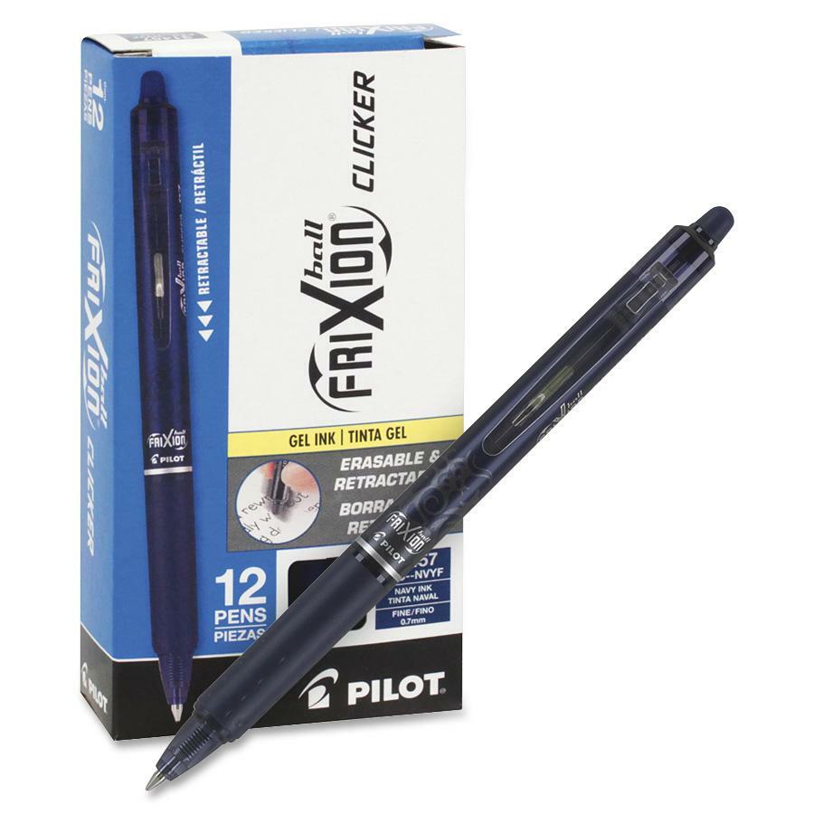 Image of Pilot® Frixion Clicker Erasable Gel Pen, Retractable, Fine 0.7 Mm, Navy Ink, Navy Barrel