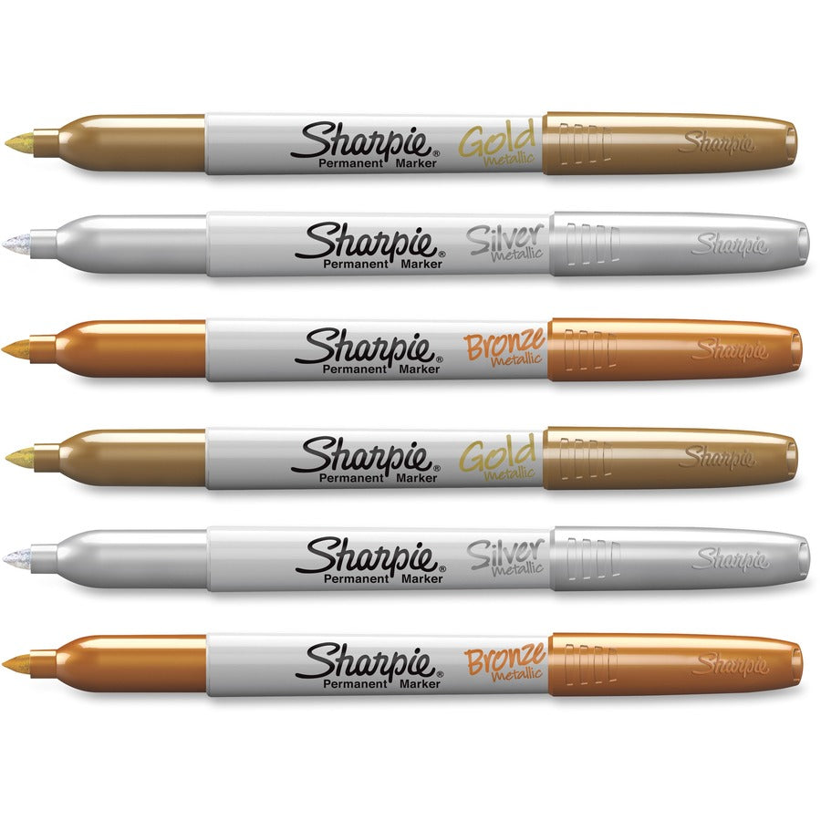 Image of Sharpie 1829201 Metallic Permanent Markers, Assorted Ink, 6 / Pack