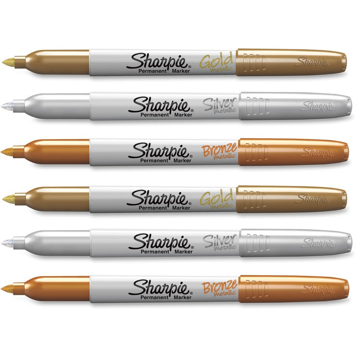 Image of Sharpie 1829201 Metallic Permanent Markers, Assorted Ink, 6 / Pack