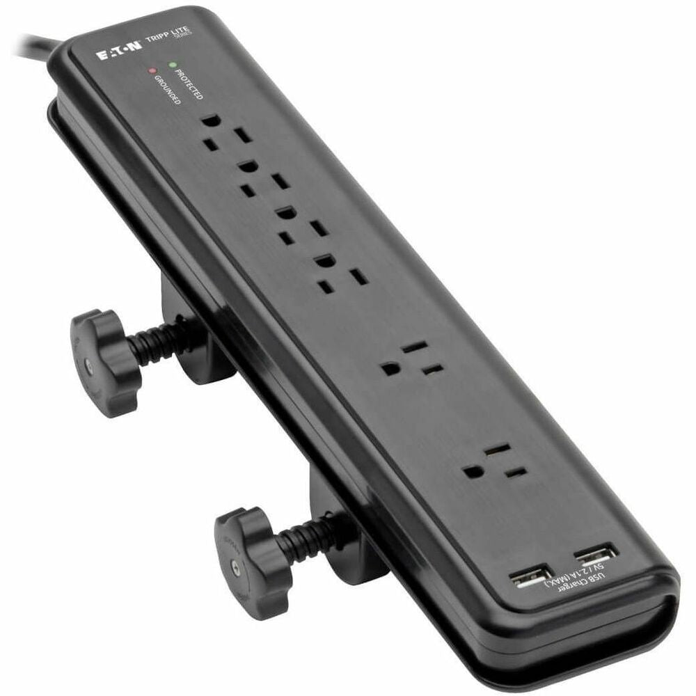 Image of Tripp Lite by Eaton Surge Protector, 6-Outlet, 2 USB, 2100J, Clamp, BK