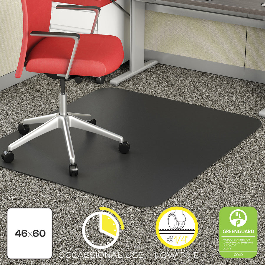 Image of deflecto® Economat Occasional Use Chair Mat For Low Pile Carpet, 46 X 60, Rectangular, Black