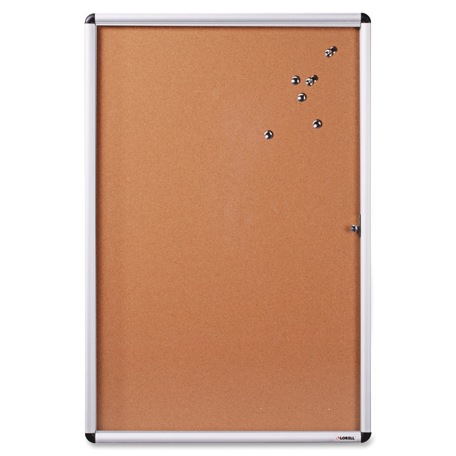 Image of Lorell Enclosed Bulletin Board, Cork,24"x36",Natural/ AM Frame
