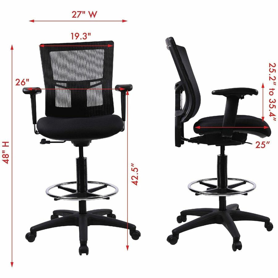 Image of Lorell Drafting Stool, 27"x25"x48", Black