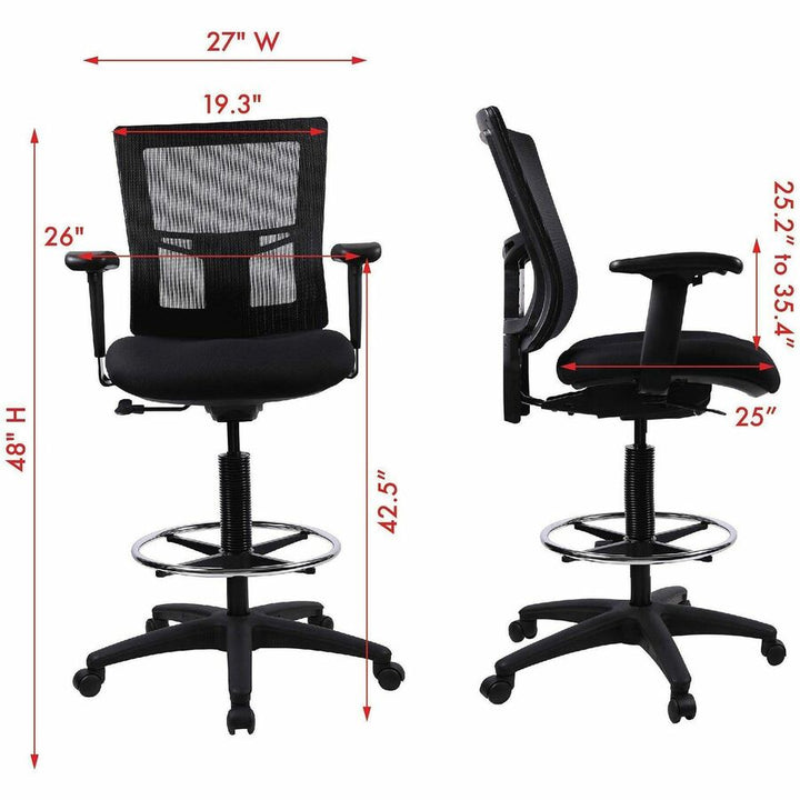 Image of Lorell Drafting Stool, 27"x25"x48", Black